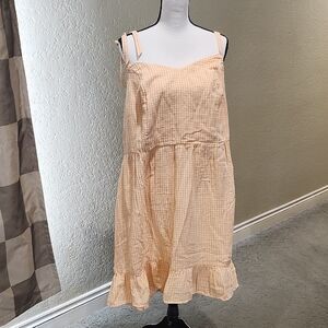 Old Navy Peach Checkered Midi Dress